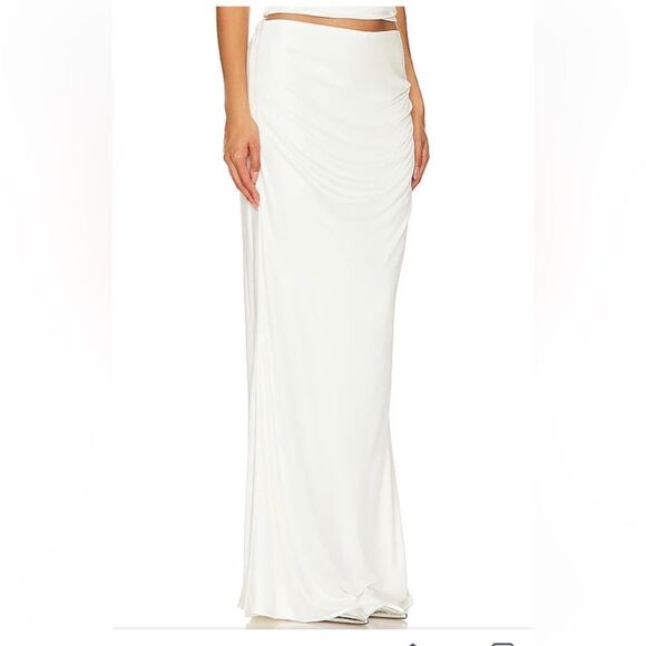 NWT Retrofete Vivienne Skirt White jersey draped maxi Revolve Sz M - Picture 2 of 9